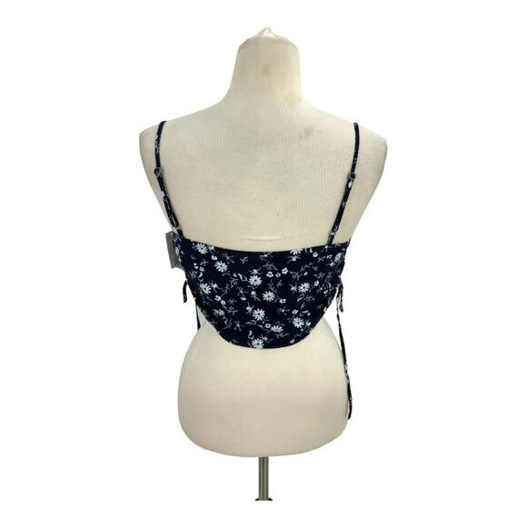Abound Floral Side Ruched Crop Top Navy Blue Size Small NWOT - Picture 7 of 7